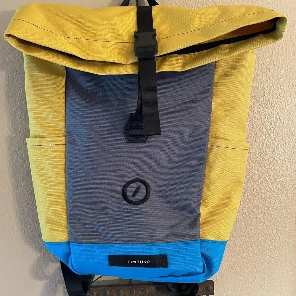 Timbuk2 Yellow Gray Blue Roll Up Backpack New Condition